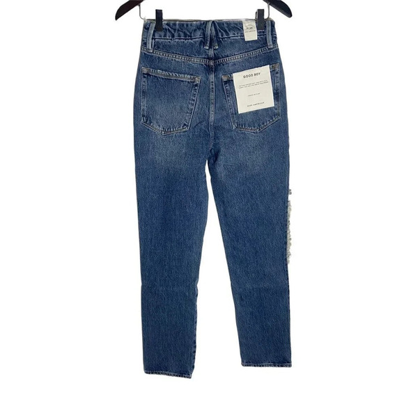 NWT Good American Good Boy Side Frayed Straight Leg Jeans-sz 25 - Picture 5 of 10